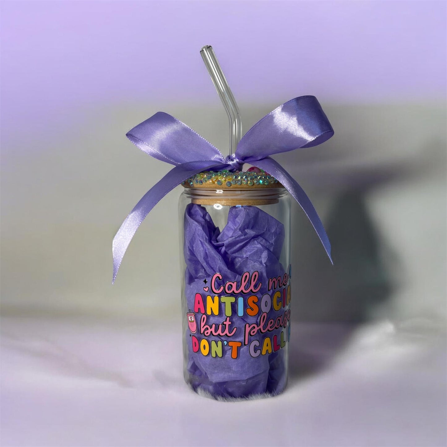 Call Me Antisocial Glass Can 💜✨